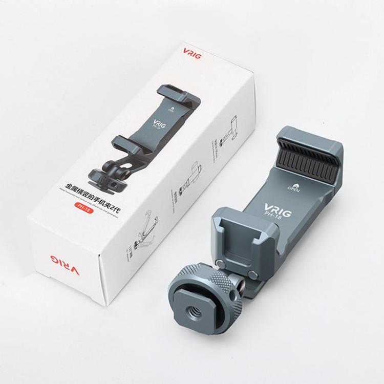 Aluminum Alloy Dual-Head Cold Shoe Phone Mount With Dual 1/4 inch Screw Holes For Horizontal/Vertical Tilting Shooting