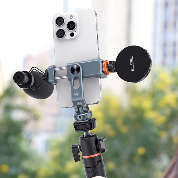 Aluminum Alloy Dual-Head Cold Shoe Phone Mount With Dual 1/4 inch Screw Holes For Horizontal/Vertical Tilting Shooting