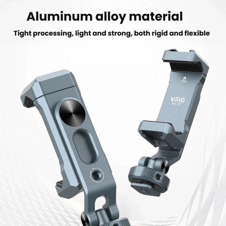 Aluminum Alloy Dual-Head Cold Shoe Phone Mount With Dual 1/4 inch Screw Holes For Horizontal/Vertical Tilting Shooting