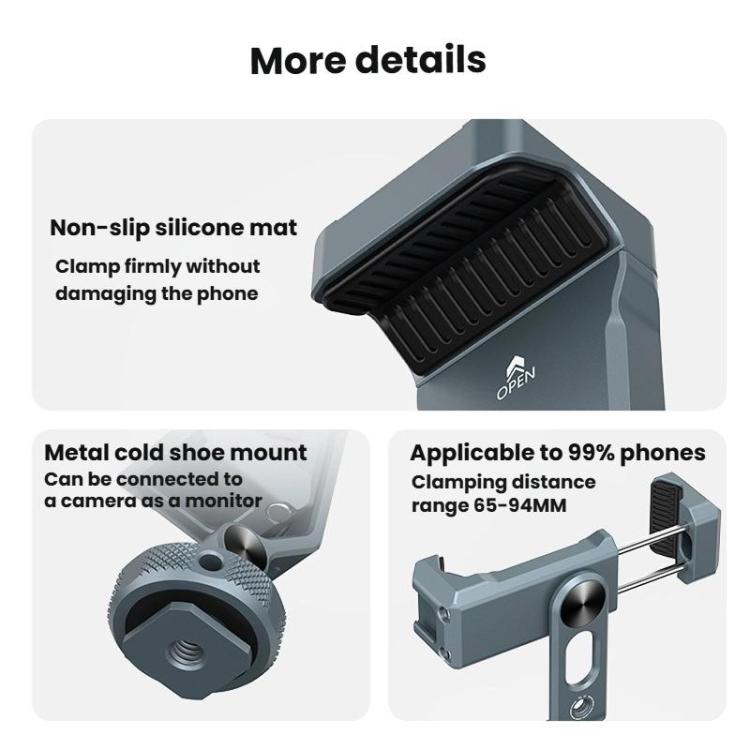 Aluminum Alloy Dual-Head Cold Shoe Phone Mount With Dual 1/4 inch Screw Holes For Horizontal/Vertical Tilting Shooting
