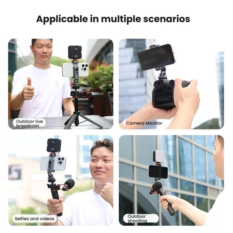 Aluminum Alloy Dual-Head Cold Shoe Phone Mount With Dual 1/4 inch Screw Holes For Horizontal/Vertical Tilting Shooting