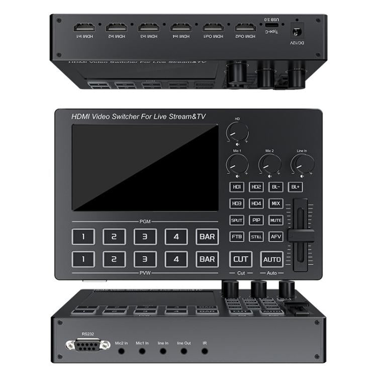 1080P 60Hz 4-Way HDMI Guide Switchboard Built-In 5 Inch Monitor Screen HD Video Live Capture Recording