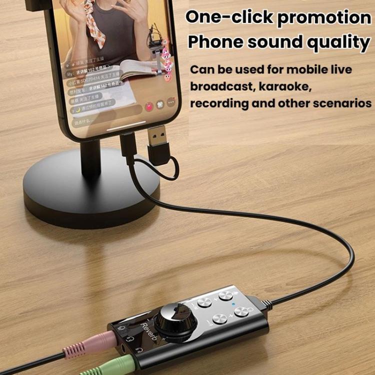 USB / Type-C To 3.5mm 7.1 Surround Sound Computer Voice Changer External Sound Card For Mobile Computer Streaming