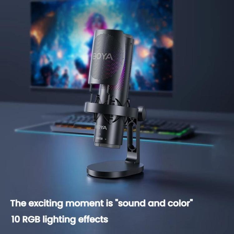BOYA K9 Built-In Sound Card Quadruple Noise Reduction Desktop Microphone PC Recording Game Live Noise Reduction Microphone