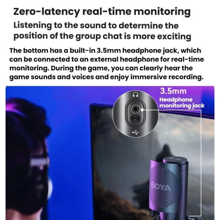 BOYA K9 Built-In Sound Card Quadruple Noise Reduction Desktop Microphone PC Recording Game Live Noise Reduction Microphone