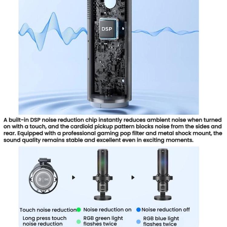 BOYA K9 Built-In Sound Card Quadruple Noise Reduction Desktop Microphone PC Recording Game Live Noise Reduction Microphone