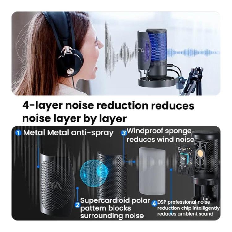 Condenser Microphone Computer Phone Recording Video Live Receiving Noise Reduction USB Mic