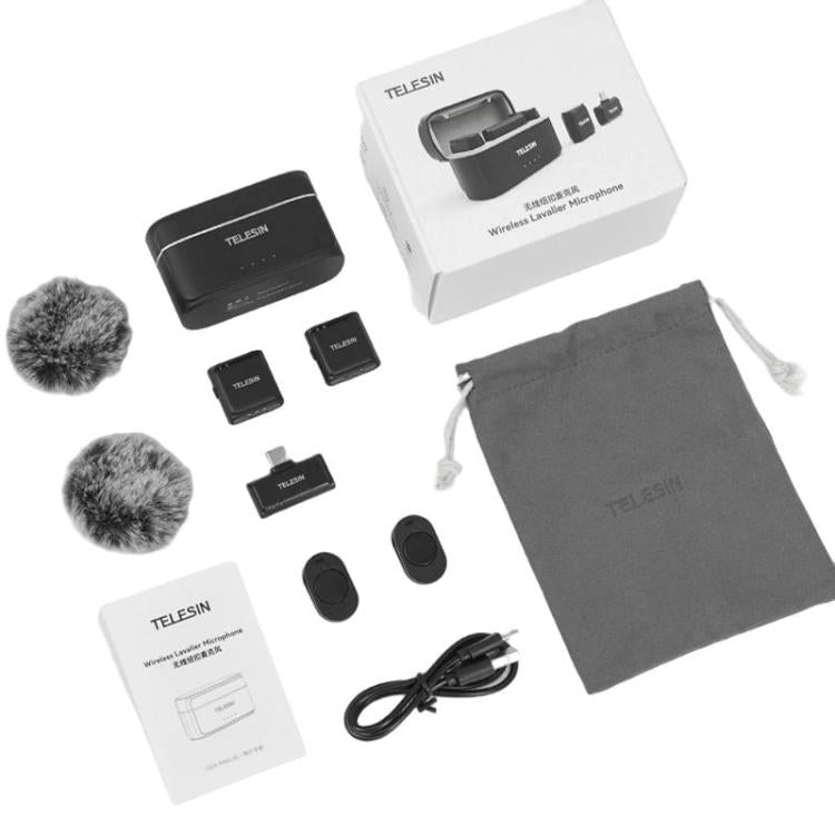 TELESIN Wireless Lavalier Microphone Noise-Canceling Magnetic Button Microphone