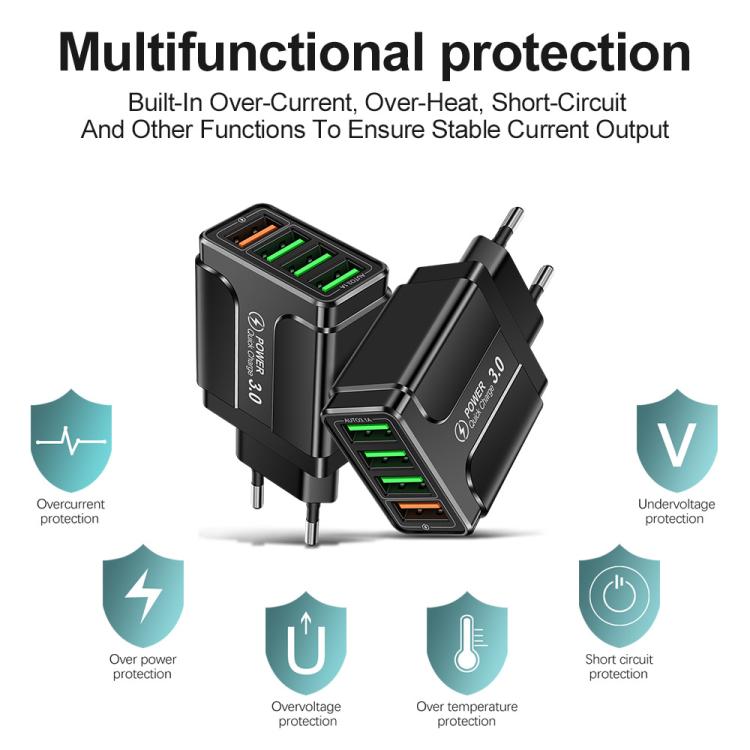 5.1A QC3.0 Fast Charging 4USB Port Cell Phone Charger