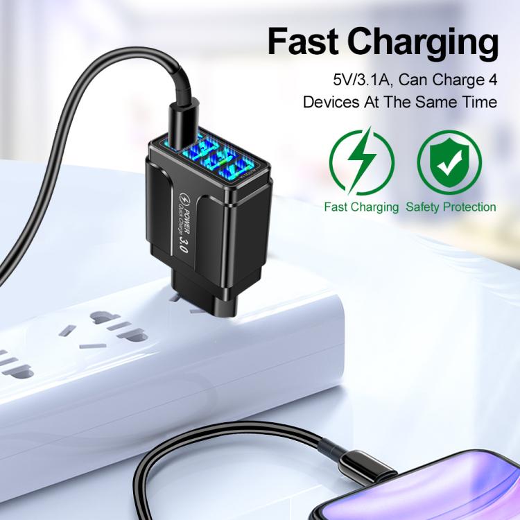 5.1A QC3.0 Fast Charging 4USB Port Cell Phone Charger