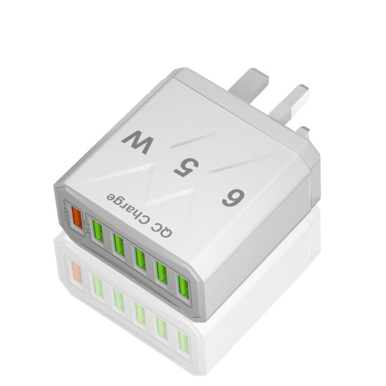 65W 6USB Ports QC3.0 Fast Charging Cell Phone Charger