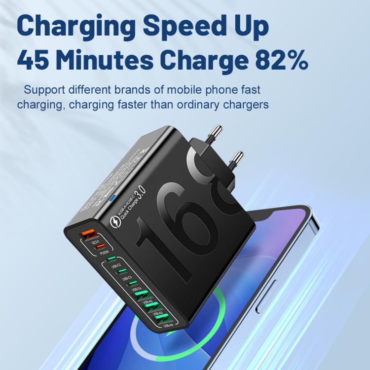 150W 4USB+4Type-C 8 Interface QC3.0 Fast Charging Cell Phone Charger