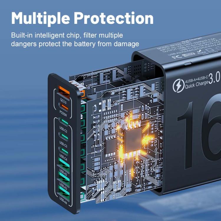 150W 4USB+4Type-C 8 Interface QC3.0 Fast Charging Cell Phone Charger