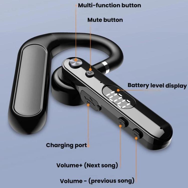 F10 With Mute Button Digital Display Monaural Noise Reduction On-Ear Bluetooth Earphone