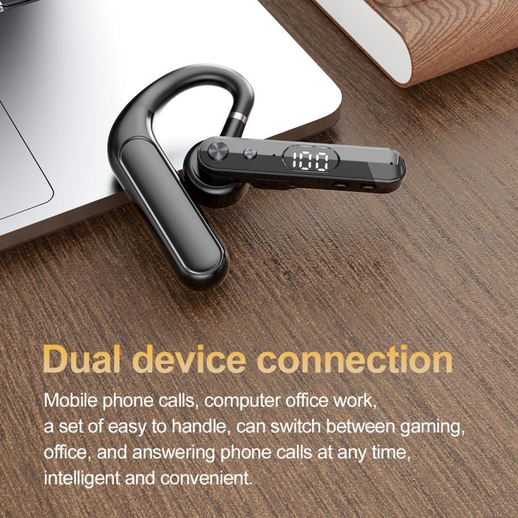 F10 With Mute Button Digital Display Monaural Noise Reduction On-Ear Bluetooth Earphone