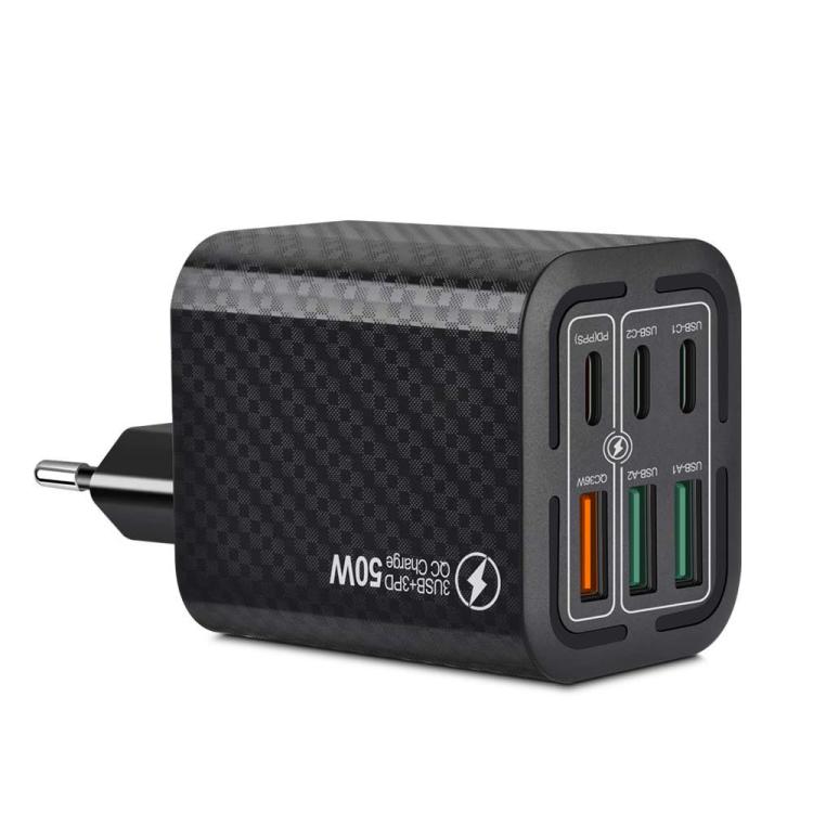 50W 3USB+3Type-C 6 Ports Fast Charging Cell Phone Charger