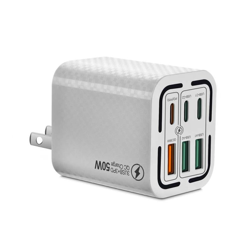 50W 3USB+3Type-C 6 Ports Fast Charging Cell Phone Charger