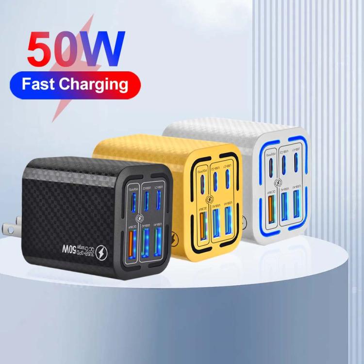 50W 3USB+3Type-C 6 Ports Fast Charging Cell Phone Charger