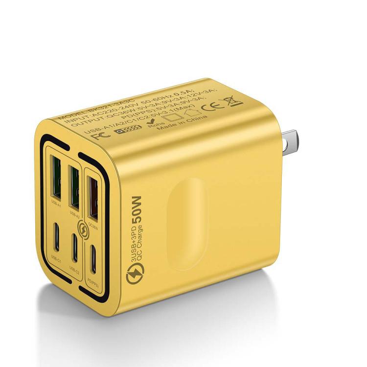 BK321 50W 3USB+3Type-C 6-Ports Fast Charging Phone Charger