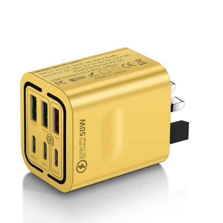BK321 50W 3USB+3Type-C 6-Ports Fast Charging Phone Charger