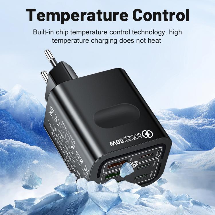 BK321 50W 3USB+3Type-C 6-Ports Fast Charging Phone Charger