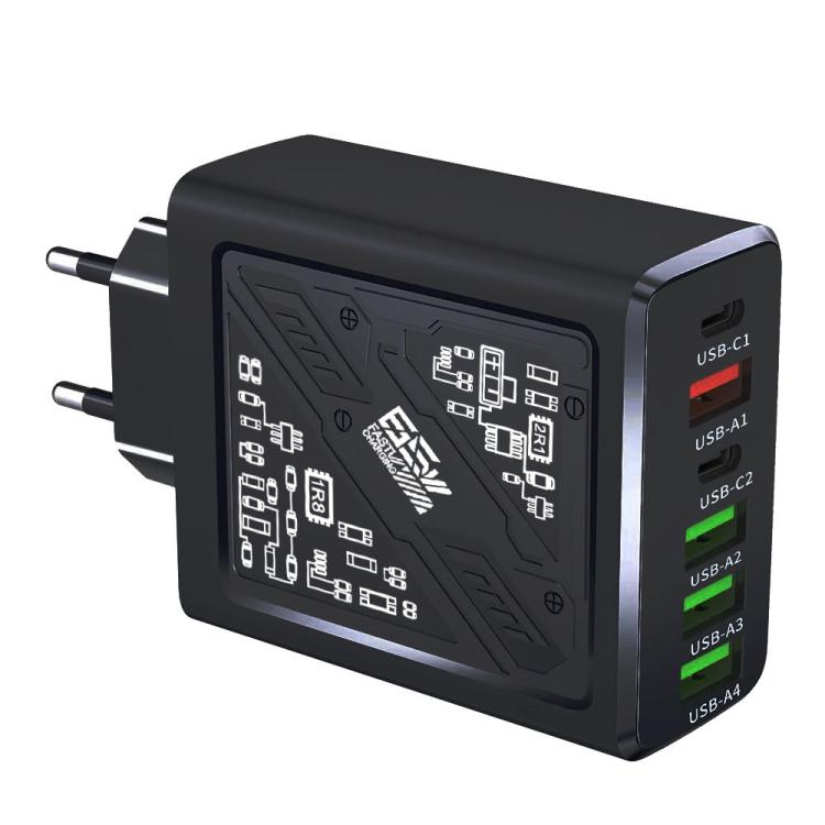 65W 2Type-C PD+4USB 6 Interface Cell Phone Charger