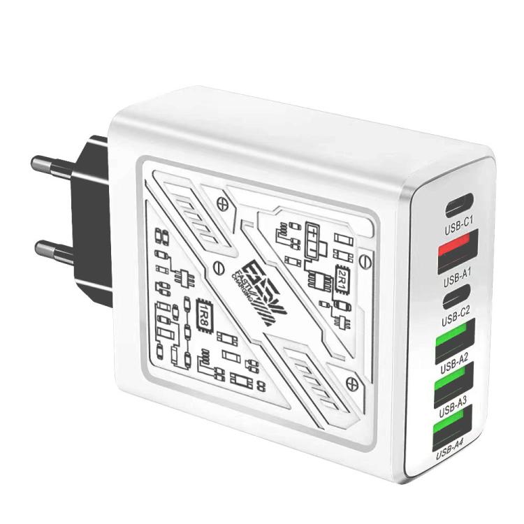 65W 2Type-C PD+4USB 6 Interface Cell Phone Charger