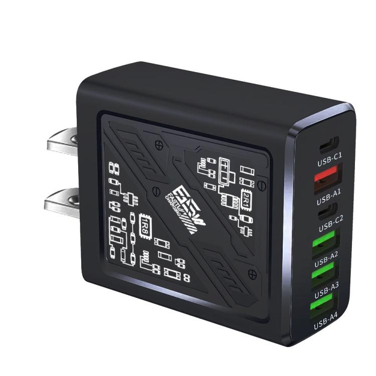 65W 2Type-C PD+4USB 6 Interface Cell Phone Charger