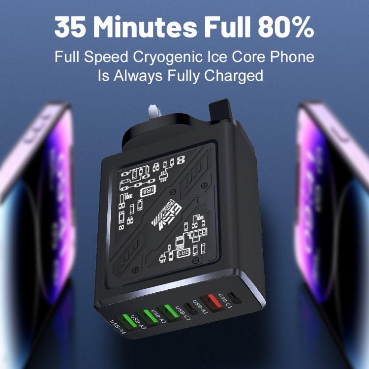65W 2Type-C PD+4USB 6 Interface Cell Phone Charger