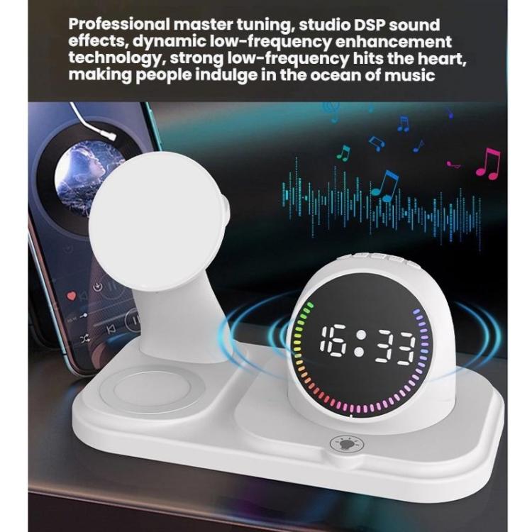 6 in 1 Desktop Magnetic Wireless Charging Clock Countdown RGB Bluetooth Speaker