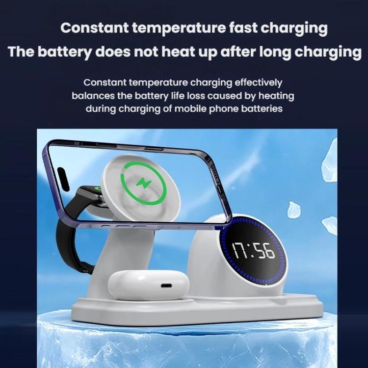 6 in 1 Desktop Magnetic Wireless Charging Clock Countdown RGB Bluetooth Speaker