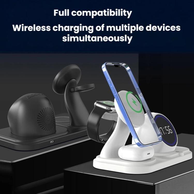 6 in 1 Desktop Magnetic Wireless Charging Clock Countdown RGB Bluetooth Speaker