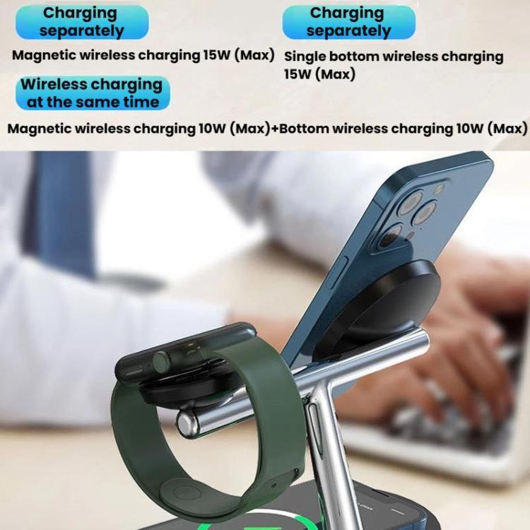 15W 3 In 1 Magnetic Wireless Charger For Phones Watches Earbuds Desktop Multi-Functional Phone Stand
