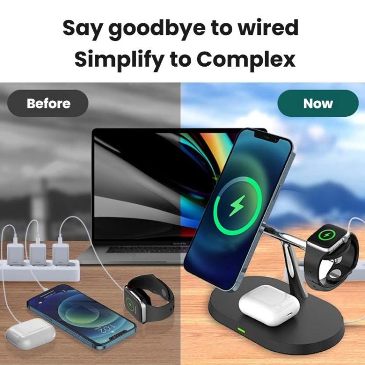 15W 3 In 1 Magnetic Wireless Charger For Phones Watches Earbuds Desktop Multi-Functional Phone Stand