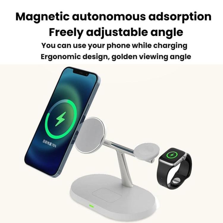 15W 3 In 1 Magnetic Wireless Charger For Phones Watches Earbuds Desktop Multi-Functional Phone Stand