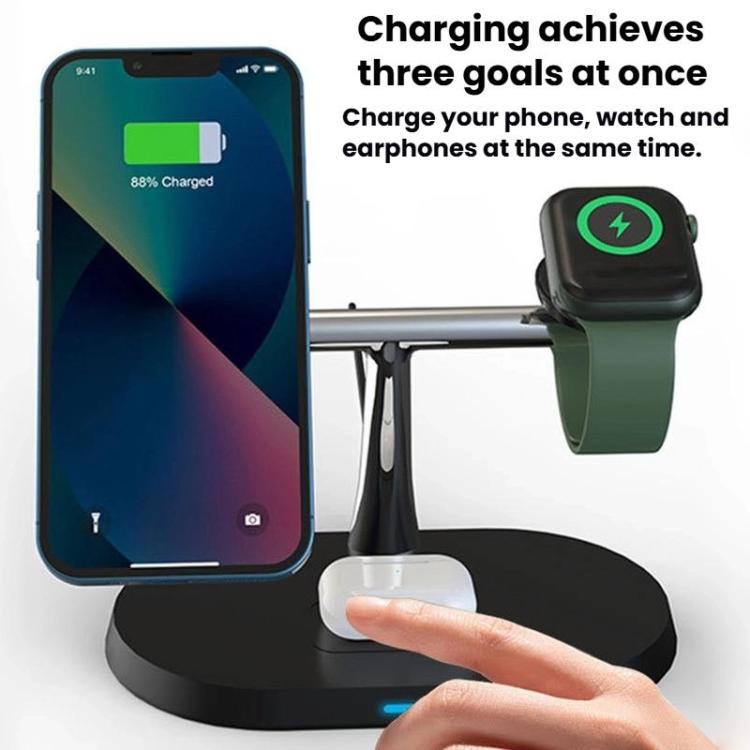 15W 3 In 1 Magnetic Wireless Charger For Phones Watches Earbuds Desktop Multi-Functional Phone Stand