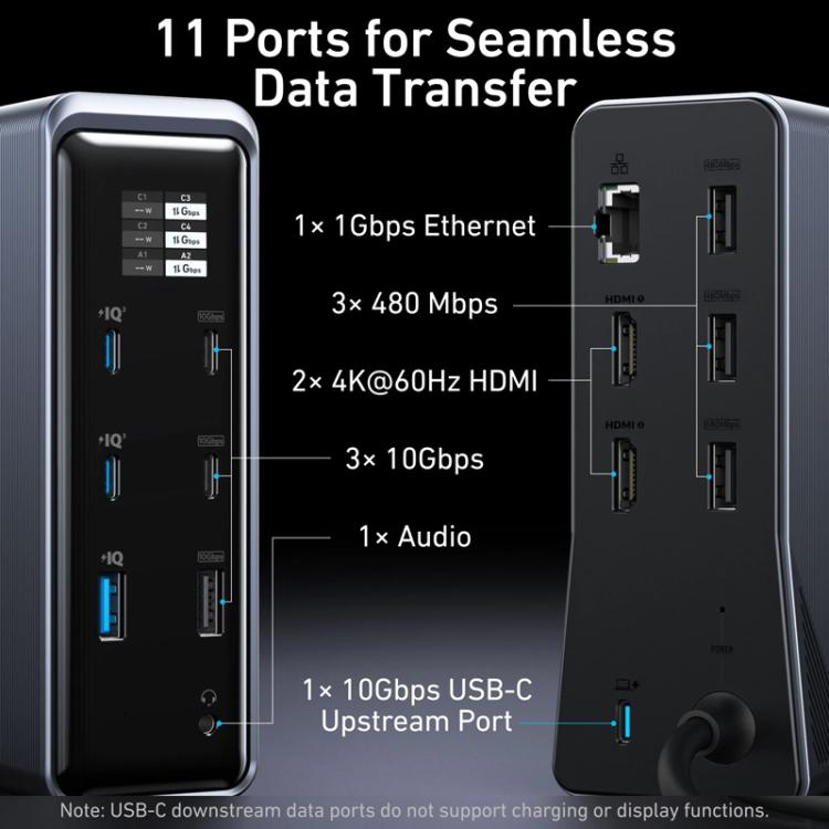 ANKER A83B6 14 In 1 Prime 160W Desktop Digital Display Charging Docking Station HDMI HD Cast Screen, US Plug