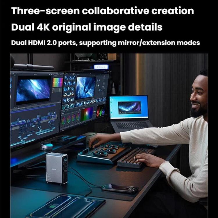 ANKER A83B6 14 In 1 Prime 160W Desktop Digital Display Charging Docking Station HDMI HD Cast Screen, US Plug