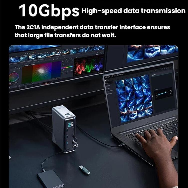 ANKER A83B6 14 In 1 Prime 160W Desktop Digital Display Charging Docking Station HDMI HD Cast Screen, US Plug