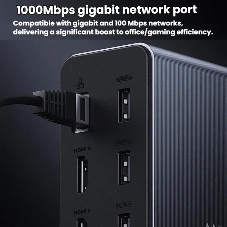 ANKER A83B6 14 In 1 Prime 160W Desktop Digital Display Charging Docking Station HDMI HD Cast Screen, US Plug