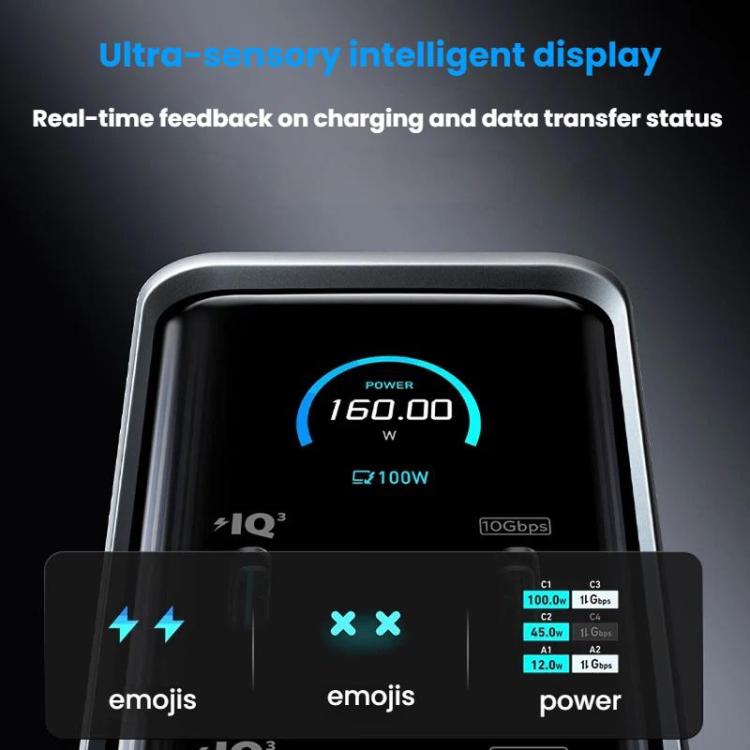 ANKER A83B6 14 In 1 Prime 160W Desktop Digital Display Charging Docking Station HDMI HD Cast Screen, US Plug