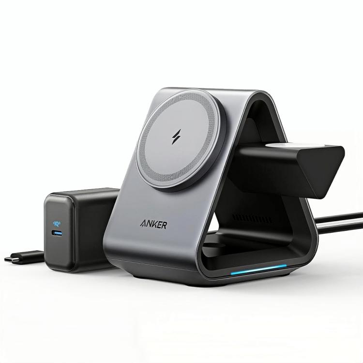 ANKER B2599 15W 3 In 1 Desktop Magnetic Wireless Charger Docking Station For iPhone / iWatch / AirPods, US Plug