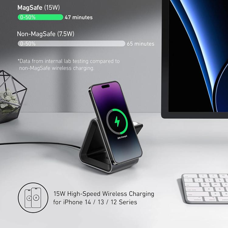 ANKER B2599 15W 3 In 1 Desktop Magnetic Wireless Charger Docking Station For iPhone / iWatch / AirPods, US Plug