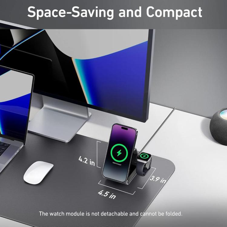 ANKER B2599 15W 3 In 1 Desktop Magnetic Wireless Charger Docking Station For iPhone / iWatch / AirPods, US Plug