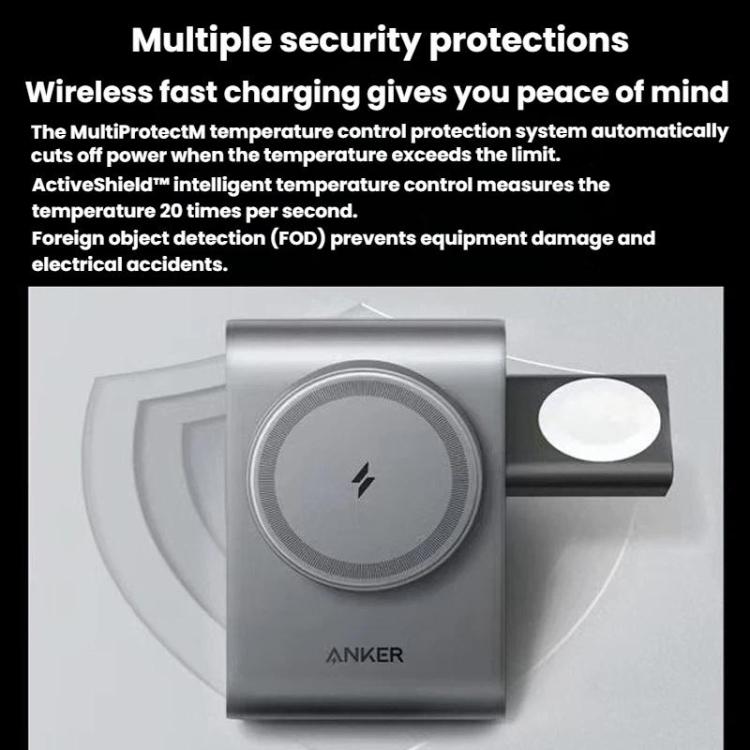 ANKER B2599 15W 3 In 1 Desktop Magnetic Wireless Charger Docking Station For iPhone / iWatch / AirPods, US Plug