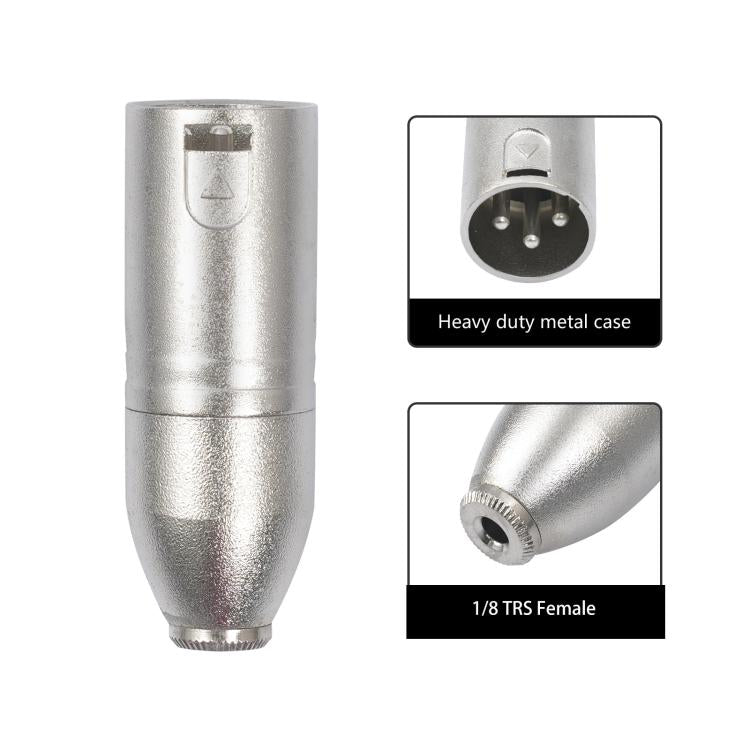 Metal Housing 3.5mm Female 1/8 TRS to Carnott Male XLR Male Audio Adapter