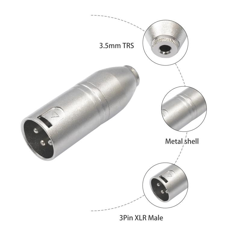 Metal Housing 3.5mm Female 1/8 TRS to Carnott Male XLR Male Audio Adapter