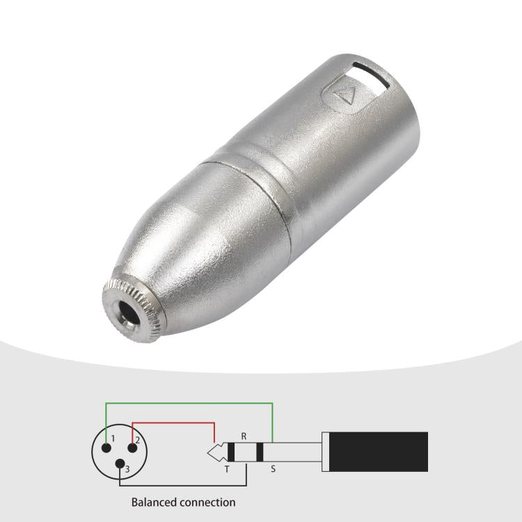 Metal Housing 3.5mm Female 1/8 TRS to Carnott Male XLR Male Audio Adapter