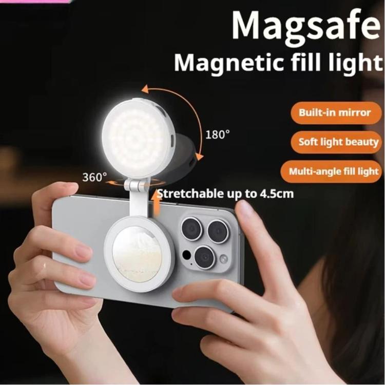 VRIG Magnetic Extendable Phone Fill Light With Mirror Foldable 2-In-1 Selfie Light Converts To Stand, 3 Color Temperatures