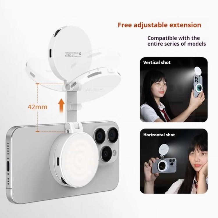 VRIG Magnetic Extendable Phone Fill Light With Mirror Foldable 2-In-1 Selfie Light Converts To Stand, 3 Color Temperatures
